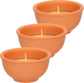 Citronella kaarsen in terracotta schaaltje - 8x - 11 branduren - citrusgeur