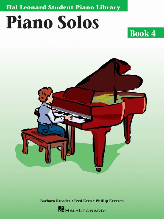 Un garçon joue sur un piano à queue rouge, Piano Solos Livre 4.