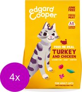 Edgard&Cooper Adult Kalkoen&Kip - Kattenvoer - 4 x 2 kg