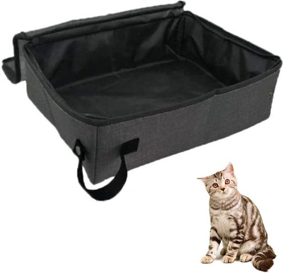 Hoxfly Opvouwbare kattentoilet, 40 x 30 x 15 cm, reis-kattentoilet met deksel, kattenbak voor auto, opvouwbare literbox met deksel voor park, outdoor, reizen, camping, zwart