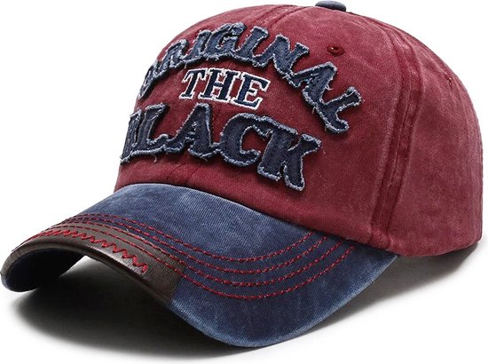 Baseball Cap Original The Black – Rood/Blauw – Stonewashed Denim Pet
