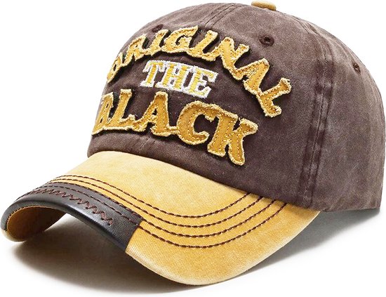 Baseball Cap Original The Black – Bruin/Geel – Stonewashed Denim Pet