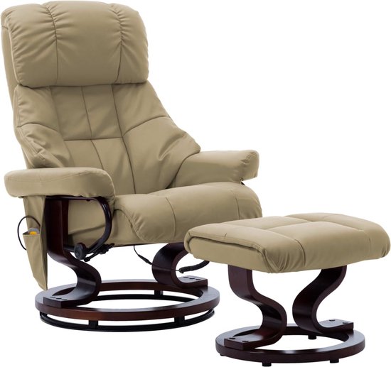 Prolenta Premium - Massagestoel verstelbaar kunstleer en gebogen hout cappuccino - Massage stoel - Woonkamer