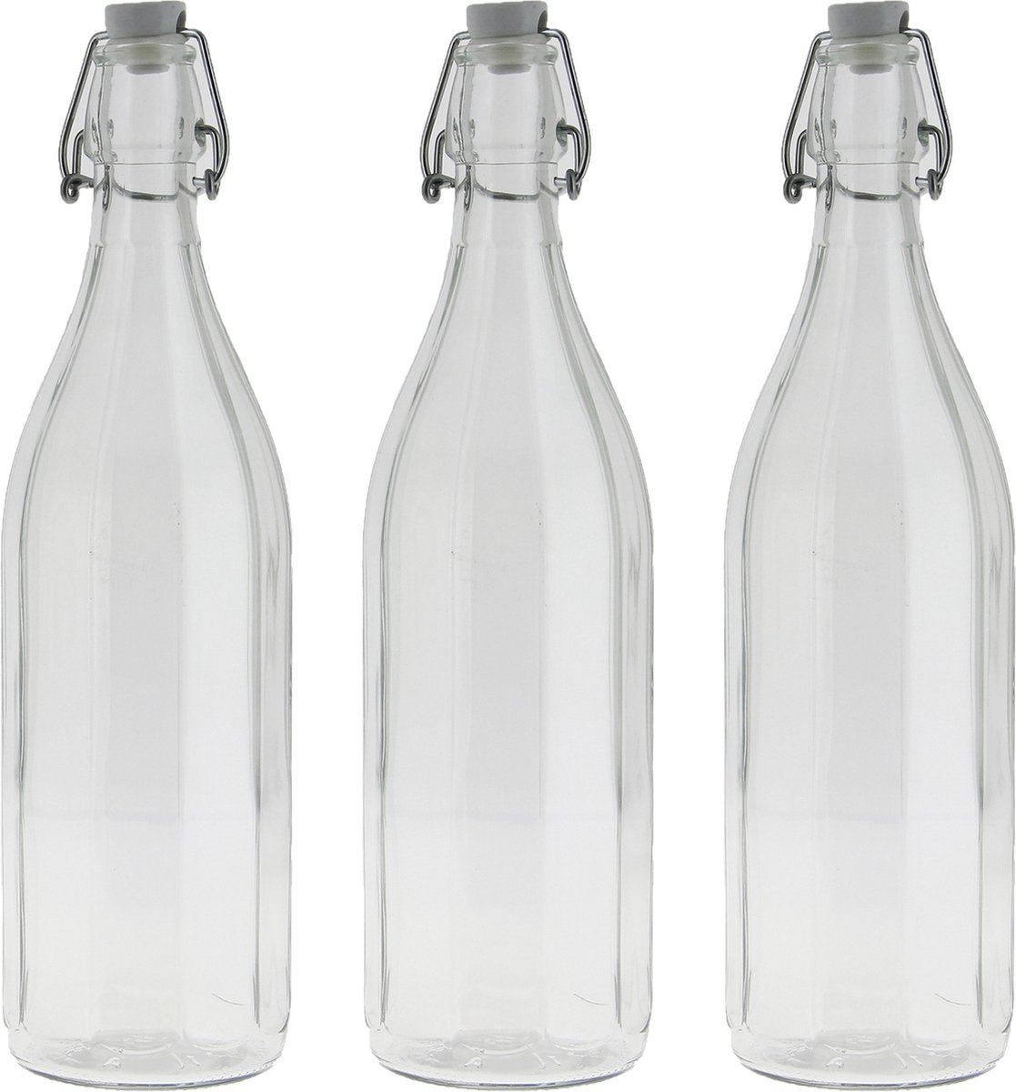 Cuisine Elegance set van 6x stuks weckflessen transparant beugeldop glas van 1 liter