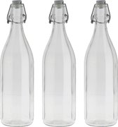 Cuisine Elegance lot de 6 x bouteilles de conservation bouchon clip transparent verre de 1 litre