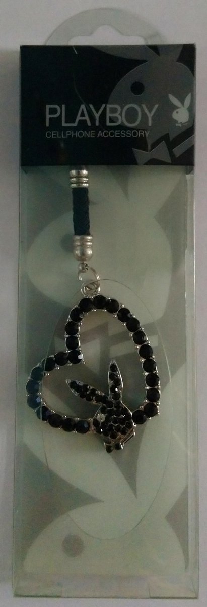 Playboy Bunny - hanger Bunny hoofdje in hartvorm - Swarovski - zwart