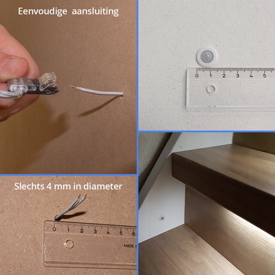 Trapverlichting led bewegingssensor set - Led strips 50 cm met warm wit licht - Set in aluminium profiel voor max. 16 treden - Bedienen via dimmer