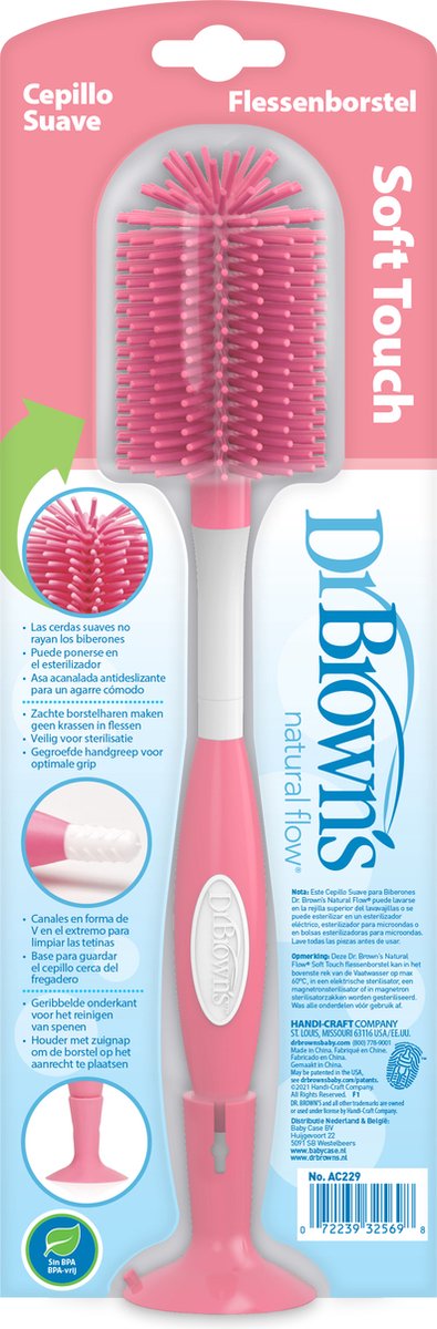 Dr. Brown's Flessenborstel - Roze - Siliconen — afbeelding 3