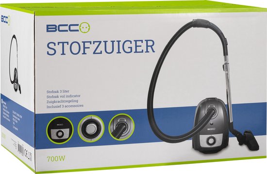 BCC Stofzuiger - Stofzuiger met zak - Hepa 12 filter - Snoerlengte 7.5  meter - Zwart | bol.com