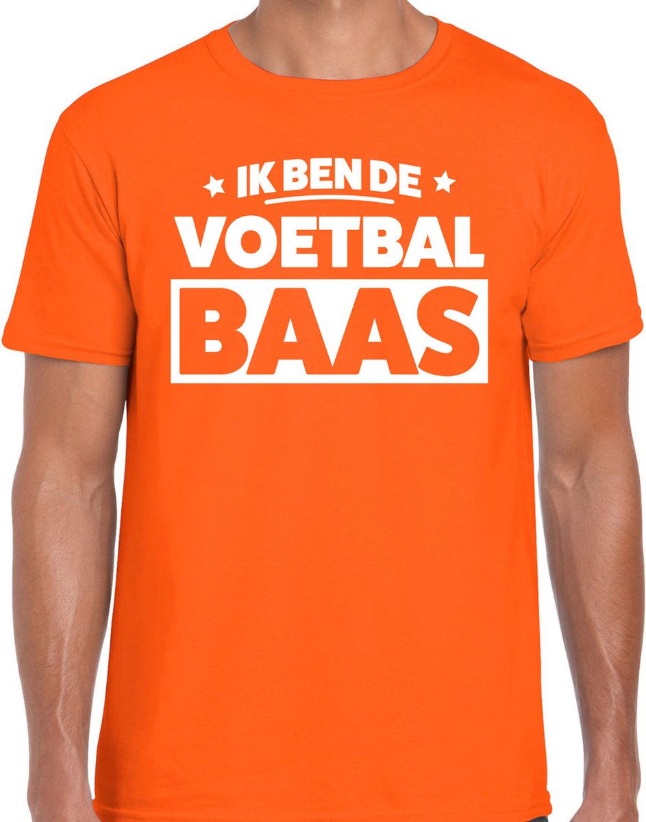 Voetbal baas t-shirt oranje voor heren - EK/WK liefhebber voor voetbal t-shirts L
