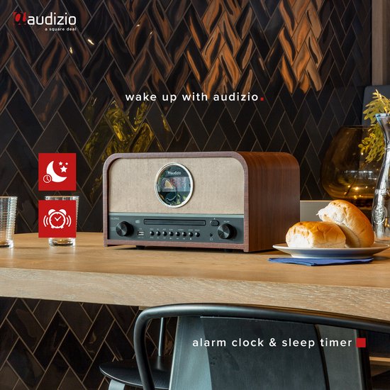 DAB radio met CD speler - Audizio Salerno - Retro radio met Bluetooth en mp3 speler - Stereo - 40W - Audizio
