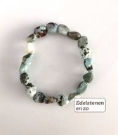 Larimar edelsteen armband trommel, lichtblauw rust balans helderheid