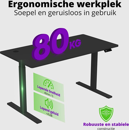 Elektrisch Verstelbaar Bureau Met Een Breedte Van 125 Tot 150 Cm