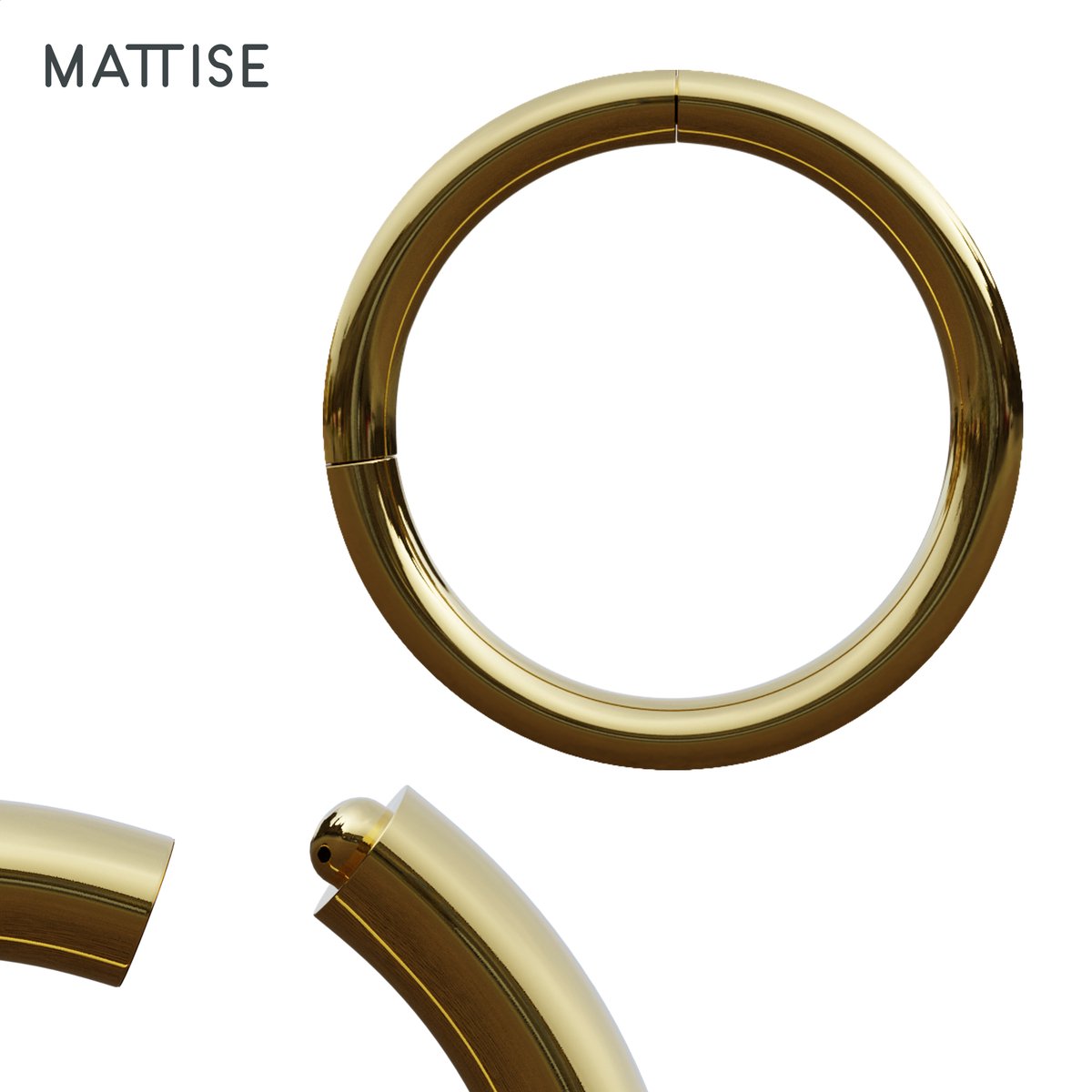 MATTISE Gouden Chirurgisch Stalen Ring Piercing — Goud Kleurige — 6 mm Diameter & 1,0 mm Staafdikte — Oorbellen Ringetje Geschikt voor Helix Tragus Septum Lip Neus Wenkbrauw Piercings - MATTISE