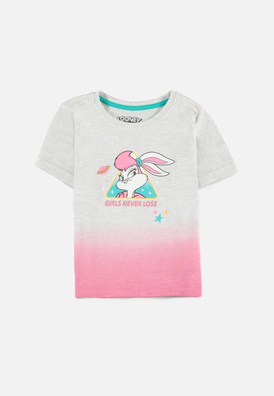Looney Tunes Kinder Tshirt -Kids Lola Bunny - Girls Never Lose Grijs/Roze