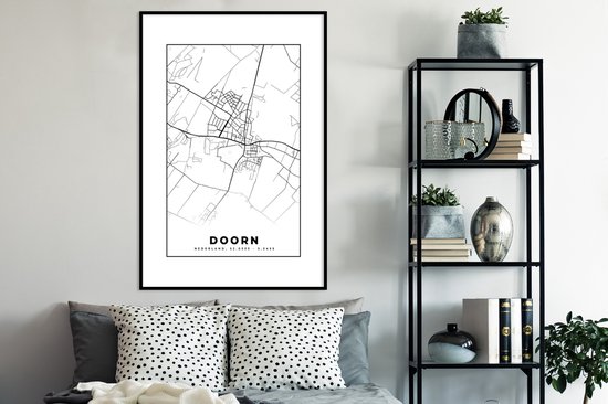Cadre photo avec affiche - Carte - Doorn - Carte - Plan de la ville - 80x120 cm - Cadre pour affiche