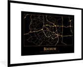 Fotolijst incl. Poster - Stadskaart - Bochum - Goud - Zwart - 120x80 cm - Posterlijst - Plattegrond