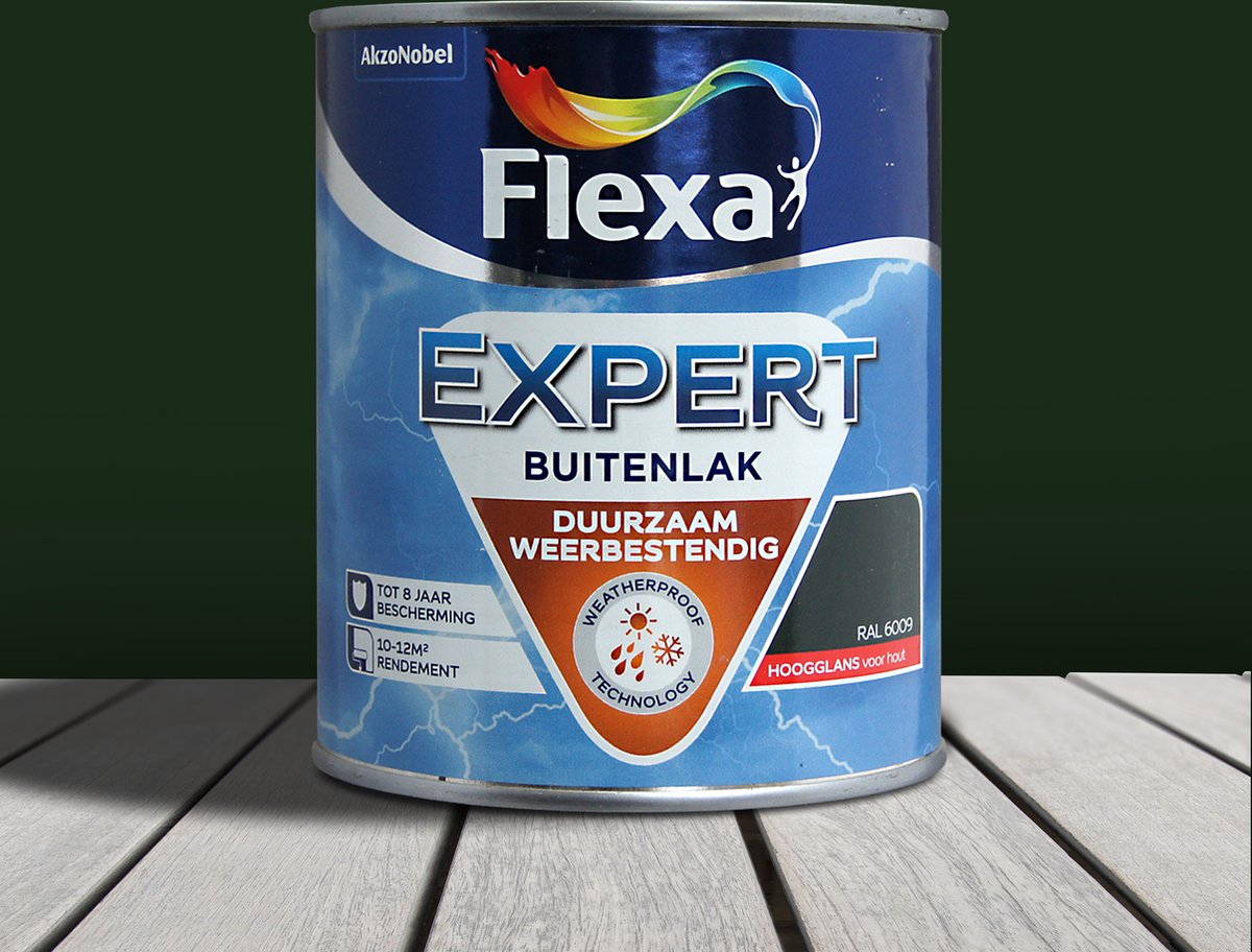 Flexa Expert Buitenlak Hoogglans Ral 6009 Dennengroen - Lakverf - Dekkend - Buiten - Terpentine basis