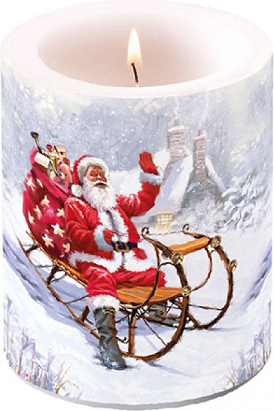 Ambiente - Kaars - Santa on Sledge - 75 branduren - Winter  - Kerst