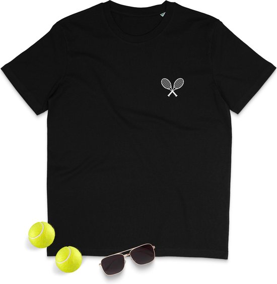 Dames T Shirt Tennisrackets Logo - Zwart - Maat 2XL
