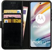 Rosso Element Book Case Wallet Hoesje Geschikt voor Motorola Moto G60 | Portemonnee | 3 Pasjes | Magneetsluiting | Stand Functie | Zwart