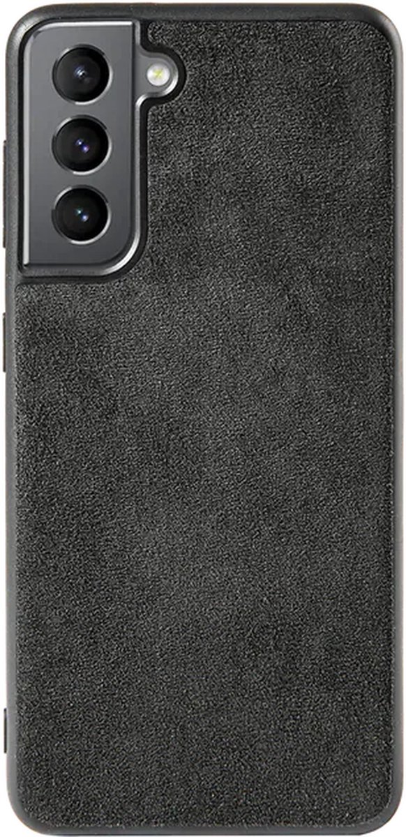 Alcanside Alcantara Backcover Hoesje - Geschikt voor Samsung Galaxy S21FE - Zwart Grijs