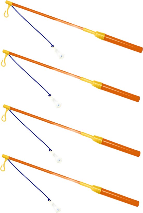 Lampionstokjes - 10x - oranje/geel met lichtje - 39 cm