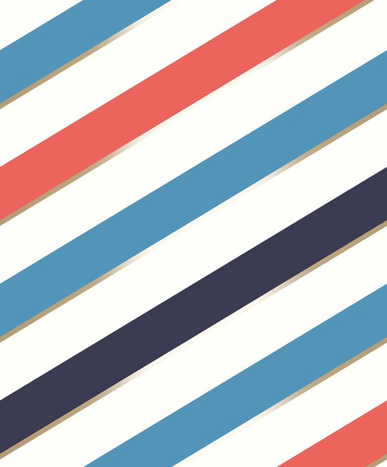 Dutch Wallcoverings Pop Streep Rood wit blauw Vliesbehang 10m X dutch-wallcoverings-pop-streep-rood-wit-blauw-vliesbehang-10m-x