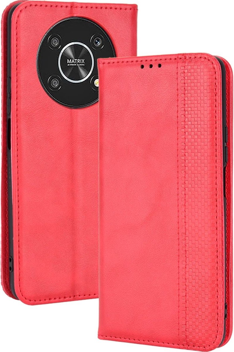 Mobigear Telefoonhoesje geschikt voor HONOR Magic 4 Lite Hoesje | Mobigear Sensation Bookcase Portemonnee | Pasjeshouder voor 3 Pasjes | Telefoonhoesje voor Pinpas / OV Kaart / Rijbewijs - Rood