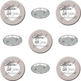 9 jubileum buttons Hoera 25 Jaar - 25 - jubileum - huwelijk - button - zilveren bruiloft