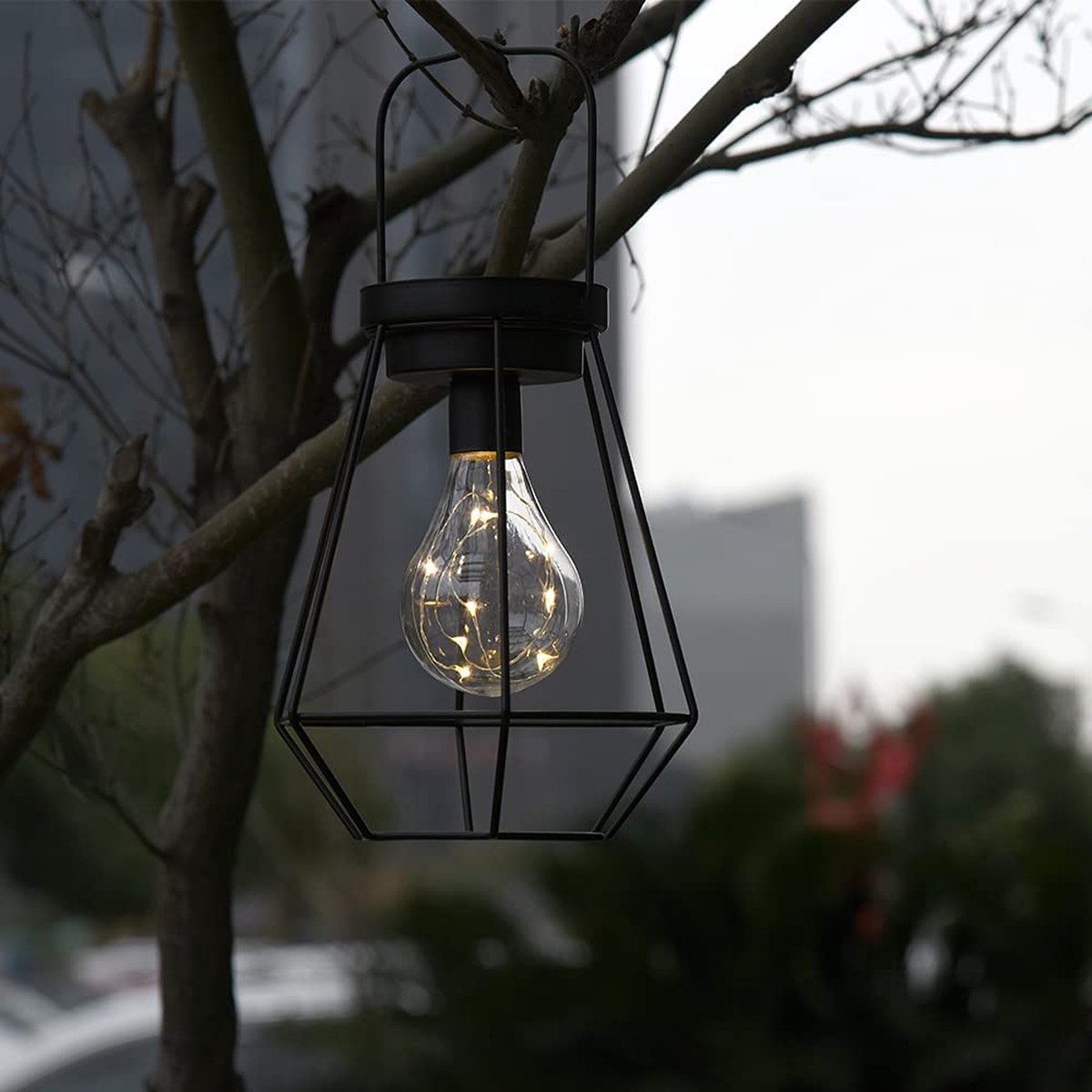 JHY DESIGN Lampe de table de chevet à piles 21cm haute diamant sans fil batterie  lampe suspendue avec ampoule LED Edison pour balcon maison patio chambre  mariages intérieur extérieur (noir : 