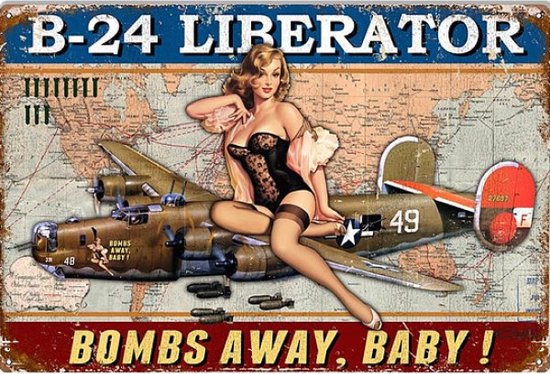 Wandbord - B-24 Liberator Bombs Away Baby - Leuk Voor De Vliegtuig Liefhebber