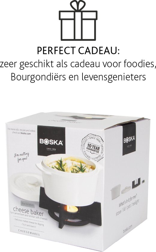 Boska Cheese Baker - Ovenschaal met onderstel - voor Camembert - Kaas fondue - Wit - Boska