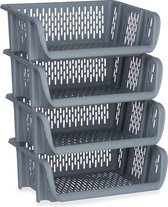 Paquet de 4x caisses de rangement/racks/organisateurs gris 39 x 30 x 13 cm