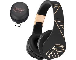 PowerLocus P2 - Draadloze Over-Ear Koptelefoon Inklapbaar - Bluetooth Hoofdtelefoon - Met microfoon – Headphone - Micro SD mode – Incl. Carry Case - Upgrade Zwart/Goud