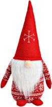 Pluche gnome/dwerg decoratie pop/knuffel rood 16 x 20 x 40 cm - Kerstgnomes/kerstdwergen/kerstkabouters