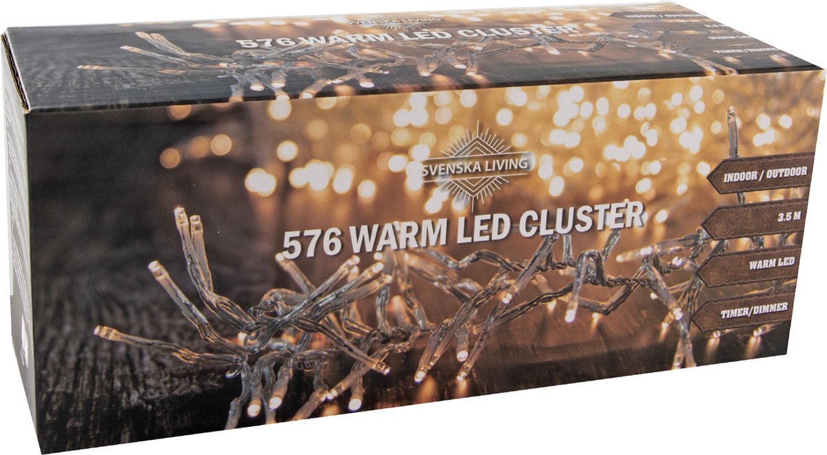 Svenska Living Kerstverlichting - transparant - 576 lampjes - warm wit - 350 cm - timer-dimmer