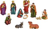 Set van 11x stuks kerststal beelden/kerstbeelden 3 tot 12 cm