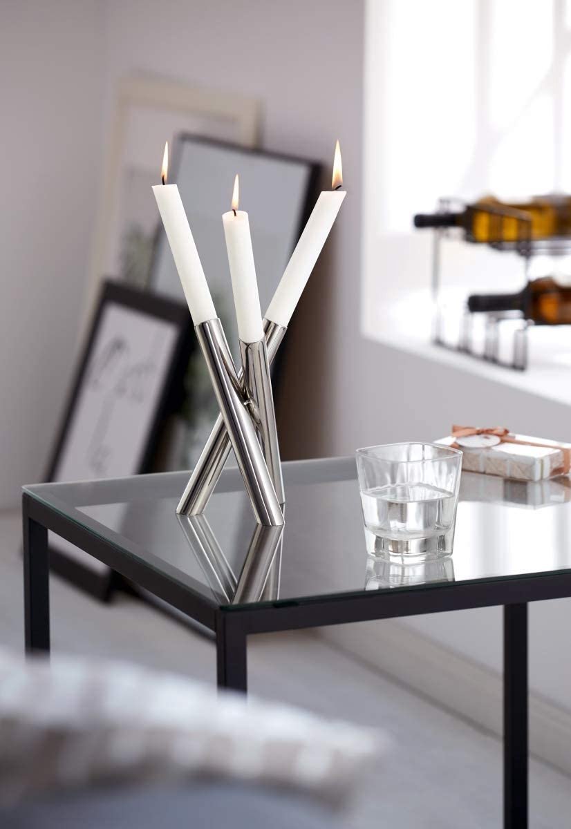 Philippi Kandelaar - Luxe Kaarshouder- Candle Holder – Kaarshouder – Kaarsenhouder – Woonkamer Accessoires Hoogglans gepolijst roestvrij staal.