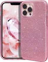 Hoesje Geschikt voor iPhone 14 Pro Glitter Siliconen backcover – Roze