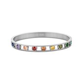 CO88 Collection 8CB-91086 Stalen Armband - Dames - Bangle - Zirkonia - 4 mm - Multi - 6 mm Breed - 60 x 50 mm - Staal - Zilverkleurig