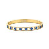 CO88 Collection 8CB-91097 Stalen Armband - Dames - Bangle - Zirkonia - 4 mm - Donker Blauw - 6 mm Breed - 60 x 50 mm - Staal - Goudkleurig