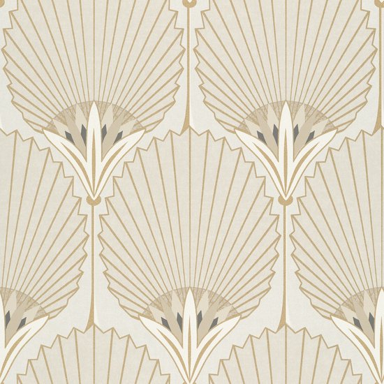 Duch Wallcoverings - Asperia- Nile Palm beige/goud - vliesbehang - 10m x 53cm - A54903