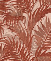 Dutch Wallcoverings - Grace Tropical palm leaf orange/beige - vliesbehang - 10m x 53cm - GR322107