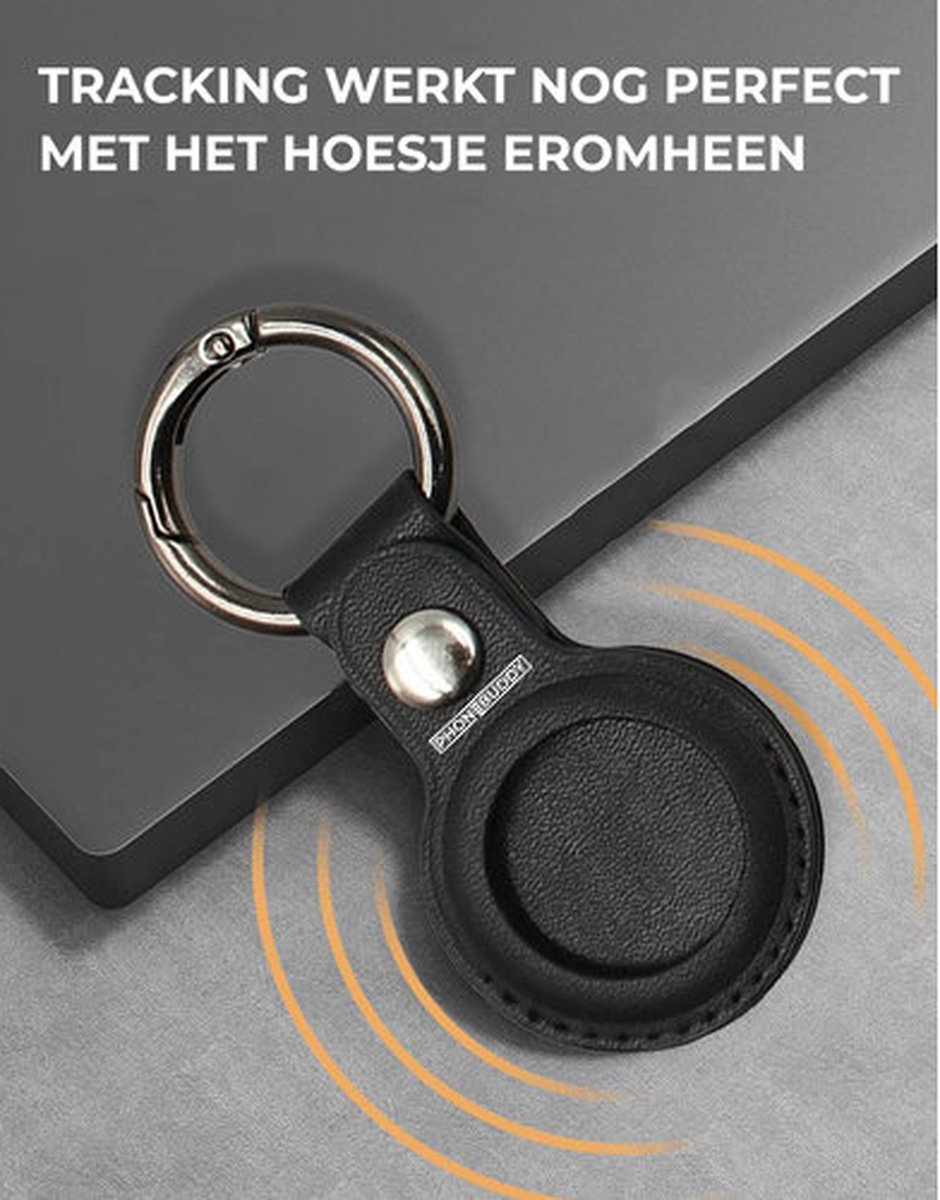 AirTag-Sleutelhanger Hoesje Leder - Donker Blauw