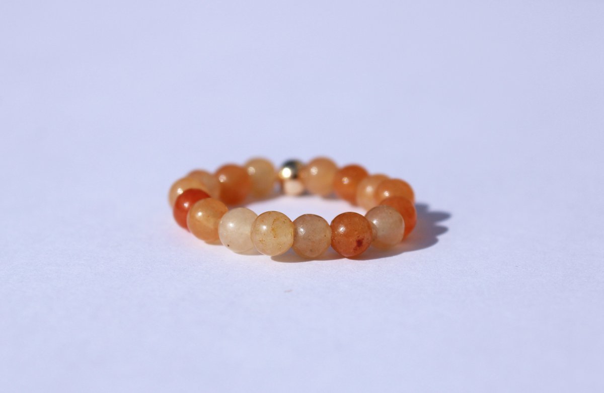 Bixorp Gems Edelsteen Ring van Carneool - 4mm Kralen Ring - Cadeau voor haar