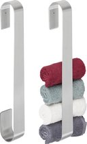 Relaxdays 2x porte-serviettes en acier inoxydable - porte-serviettes - porte-serviettes - sans perçage - argent