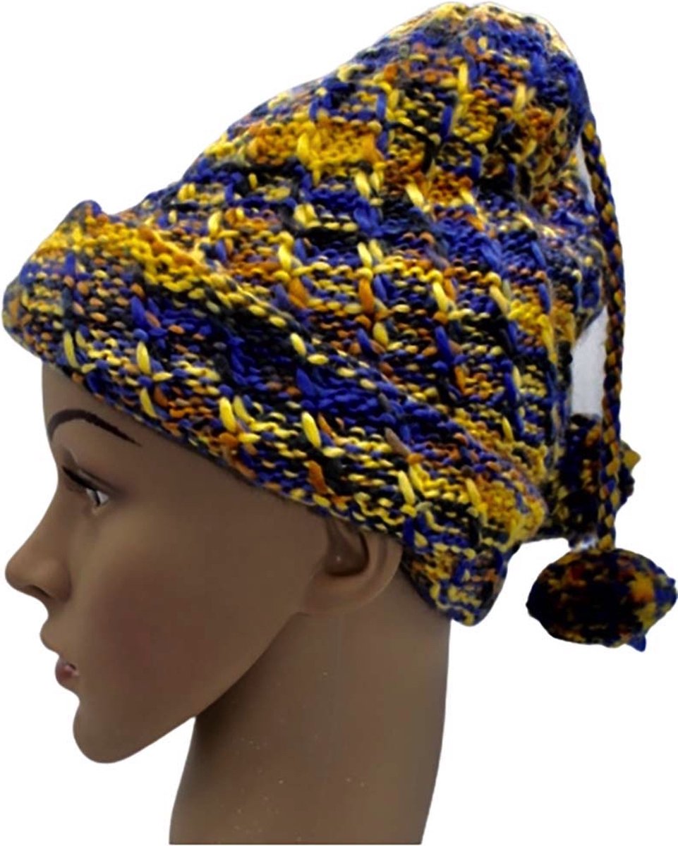 Meisjes Muts Geel Blauw. Maat: XS