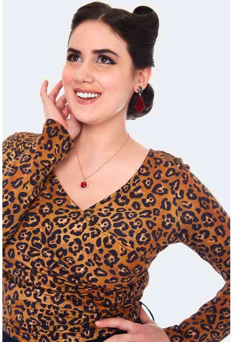 Voodoo Vixen - Leopard Print Longsleeve top - XXL - Bruin