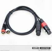 2x RCA naar 2x XLR kabel, 5m, m/f | Signaalkabel | sam connect kabel